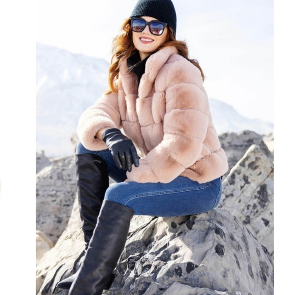 Donna Slayers Fabulous Furs Blush Pink Posh Jacket Size Small - Picture 2 of 11
